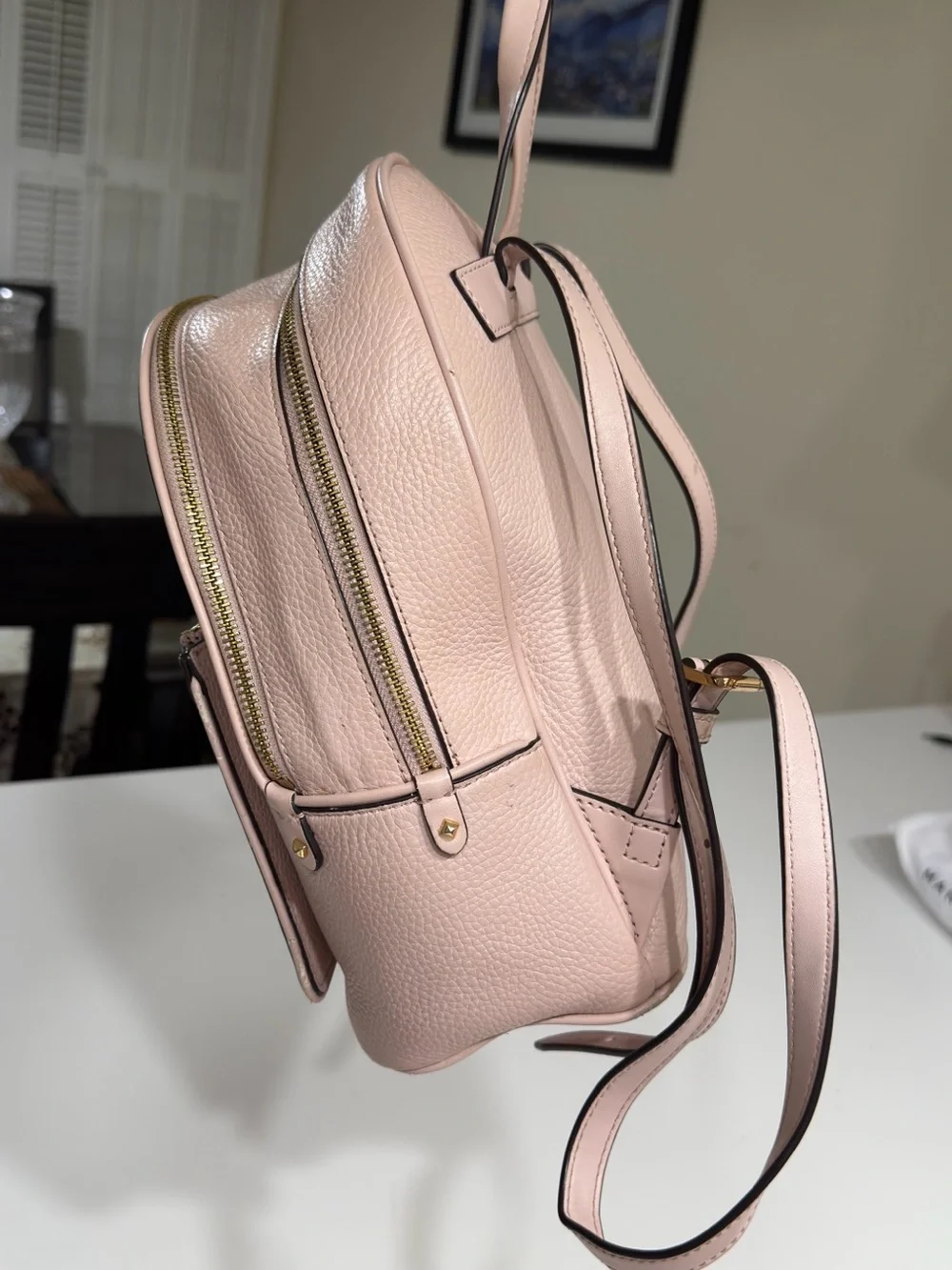 Michael Kors ADINA Women Leather PowderBlush Backpack, School Travel Bag 11x10x5